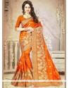 Patch Border Art Silk Traditional Designer Saree In Orange