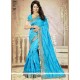 Gorgonize Art Silk Turquoise Embroidered Work Designer Traditional Saree