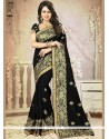 Aspiring Lace Work Black Traditional Saree