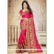 Enthralling Art Silk Hot Pink Patch Border Work Designer Traditional Saree