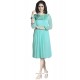 Flattering Aqua Blue Embroidered Work Faux Georgette Party Wear Kurti