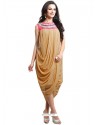 Fashionable Faux Georgette Beige Party Wear Kurti