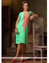 Gorgonize Sea Green Faux Georgette Party Wear Kurti