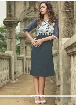 Blissful Grey Faux Georgette Party Wear Kurti