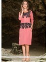 Aesthetic Faux Georgette Pink Embroidered Work Party Wear Kurti