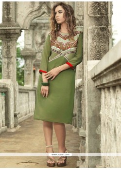 Captivating Faux Georgette Green Party Wear Kurti