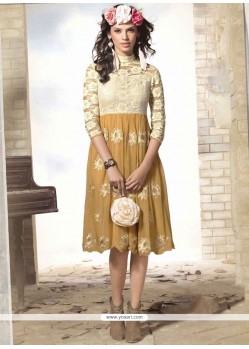 Irresistible Faux Georgette Beige Party Wear Kurti