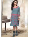 Ideal Embroidered Work Grey Faux Georgette Party Wear Kurti