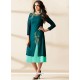 Pleasing Teal Embroidered Work Faux Georgette Designer Kurti