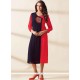 Piquant Navy Blue And Red Designer Kurti