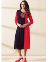 Piquant Navy Blue And Red Designer Kurti