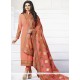 Prachi Desai Peach Faux Georgette Churidar Designer Suit