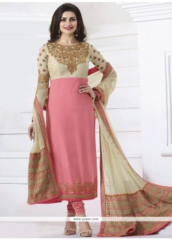 Prachi Desai Lace Work Pink Churidar Designer Suit