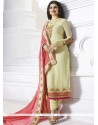 Prachi Desai Cream Faux Georgette Churidar Designer Suit