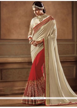 Noble Faux Georgette Half N Half Trendy Saree