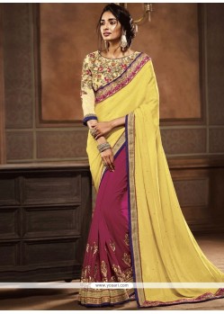 Classy Faux Georgette Resham Work Half N Half Saree