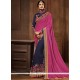 Imposing Resham Work Hot Pink And Navy Blue Half N Half Designer Saree