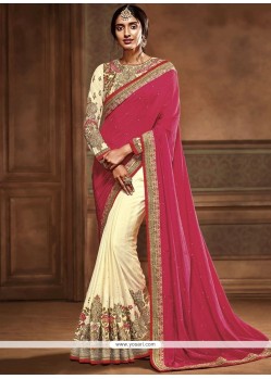 Modernistic Resham Work Half N Half Designer Saree