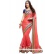 Engrossing Peach Classic Saree