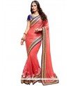 Engrossing Peach Classic Saree