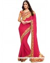 Noble Embroidered Work Hot Pink Classic Designer Saree