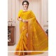 Mustard Print Work Cotton Casual Saree