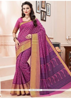 Lovely Print Work Cotton Casual Saree