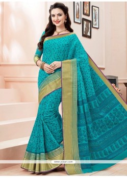 Girlish Cotton Blue Casual Saree