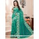 Demure Sea Green Print Work Casual Saree