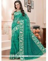 Demure Sea Green Print Work Casual Saree