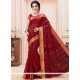 Vivacious Red Print Work Casual Saree