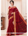 Vivacious Red Print Work Casual Saree