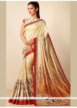 Splendid Tussar Silk Print Work Designer Traditional Saree
