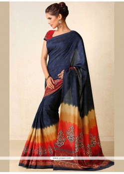 Gilded Print Work Multi Colour Designer Traditional Saree