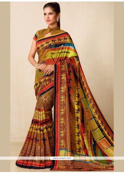 Desirable Tussar Silk Multi Colour Print Work Traditional Saree