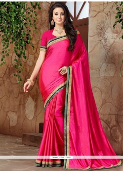 Elite Hot Pink Zari Work Art Silk Designer Traditional Saree