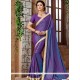 Delightful Art Silk Purple Lace Work Traditional Designer Saree