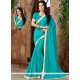 Astonishing Art Silk Turquoise Beads Work Designer Traditional Saree