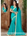 Astonishing Art Silk Turquoise Beads Work Designer Traditional Saree