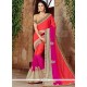 Prime Faux Georgette Hot Pink And Orange Shaded Saree