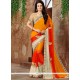 Lively Faux Georgette Orange And Red Shaded Saree