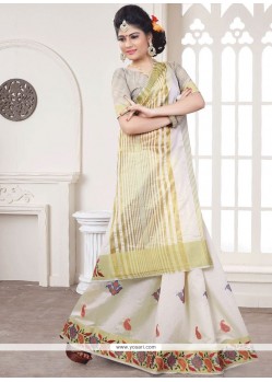 Blissful Weaving Work Off White Designer Traditional Saree