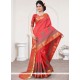 Scintillating Orange Weaving Work Designer Traditional Saree