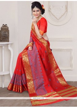 Heavenly Art Silk Orange Traditional Designer Saree