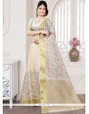 Thrilling Art Silk Cream Traditional Designer Saree