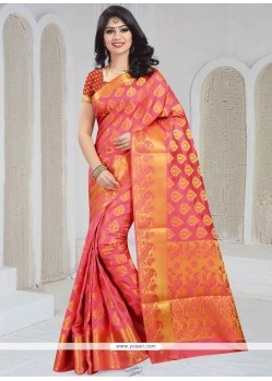 Blooming Rose Pink Traditional Saree