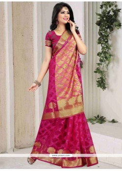 Sumptuous Hot Pink Art Silk Traditional Designer Saree