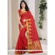 Invigorating Red Weaving Work Traditional Saree