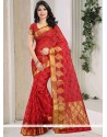 Invigorating Red Weaving Work Traditional Saree