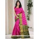 Trendy Art Silk Hot Pink Weaving Work Designer Traditional Saree